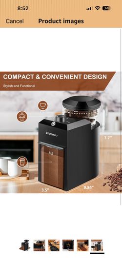 Electric Burr Coffee Grinder,Adjustable coffee grinder with 28 Precise Grind Setting for French Press, Drip Coffee and Espresso,12 Cups, Black
