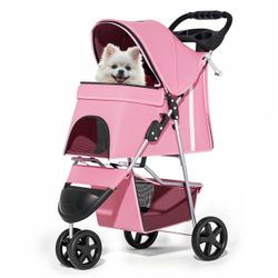 GORGEOUS FLAMINGO PINK COLOR PET STROLLER 😍🎀