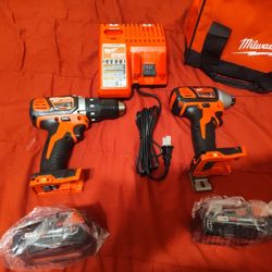 M18 18V Lithium-Ion Cordless Drill Driver/Impact Driver Combo Kit (2-Tool) W/ Two 1.5Ah Batteries, Charger Tool Bag