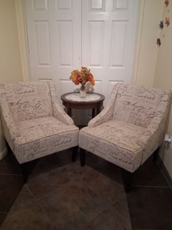 Pair of French Script Accent Chairs
