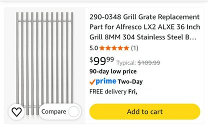 New  Grill Grate Replacement Part for Alfresco LX2 ALXE 36 Inch Grill 8MM 304 Stainless Steel BBQ Cooking Grid for Alfresco ALX2 36 Inch, 18 3