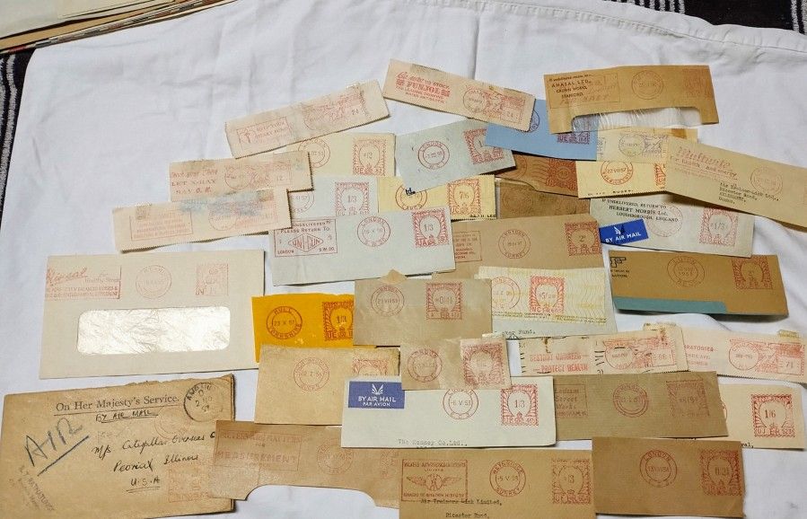 Stamps, cancelled metered postage. Vintage 1950s
Selling my Mom's collection. I don't have much knowledge of this hobby.Topical stamps, metered mail.