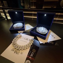 Moissanite Cuban Link Chains & Bracelet – Iced Out Set