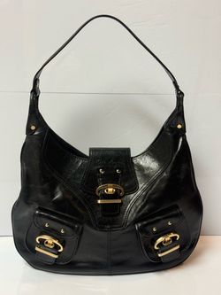 Black Leather Tote Shoulder Bag / Purse / Handbag Kate Landry Genuine
