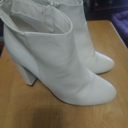 White Heeled Booties Size 7