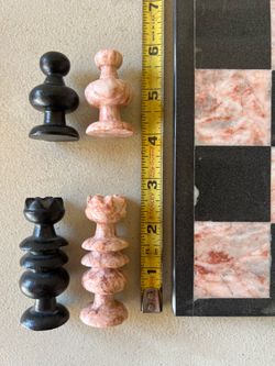 Pink and black marble chess set