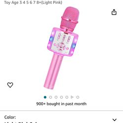 Amazmic Toys for Girls, Kids Karaoke Microphone Toddler Microphone for Kids with Lights, Birthday Gift for Girls, Boys Toy Age 3 4 5 6 7 8+(Light Pink