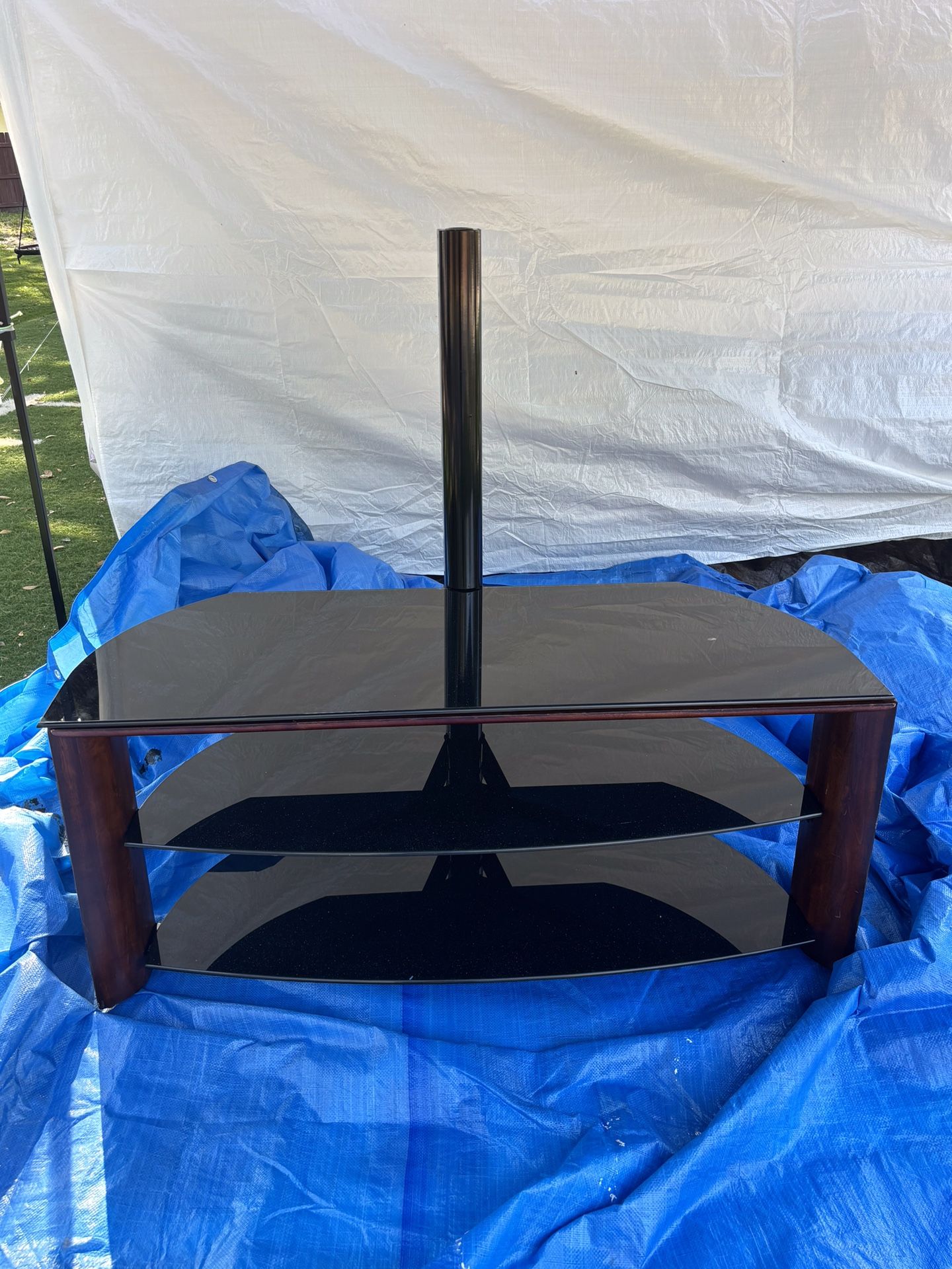 TV Stand - Smoked Glass Shelves