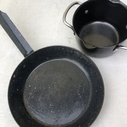10” Granite Skillets 6” Heavy Soup Pot Great For Camping Etc 5$ Ea