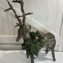 Vintage Christmas Grapevine, Woven Deer, Lawn Decoration Or Indoor Decoration