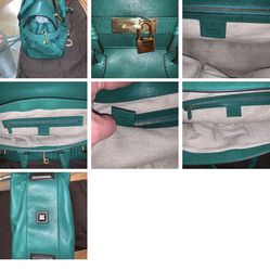 Gucci 263945 Top Handle Shoulder Hand Tote Bag Green CalfSkin Leather Used Ex++