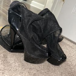 Ellie Fishnet Platform Stripper Heels