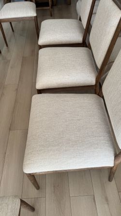 8 Pcs Kathy Huo Home Genesis Modern Classic Beige Upholstered Brown Solid Oak Dining Side Chair