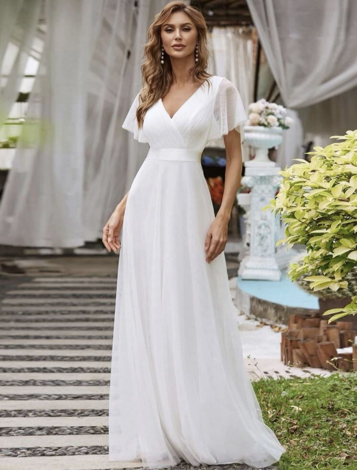 White Long Gown Dress (Wedding , Bridal) 