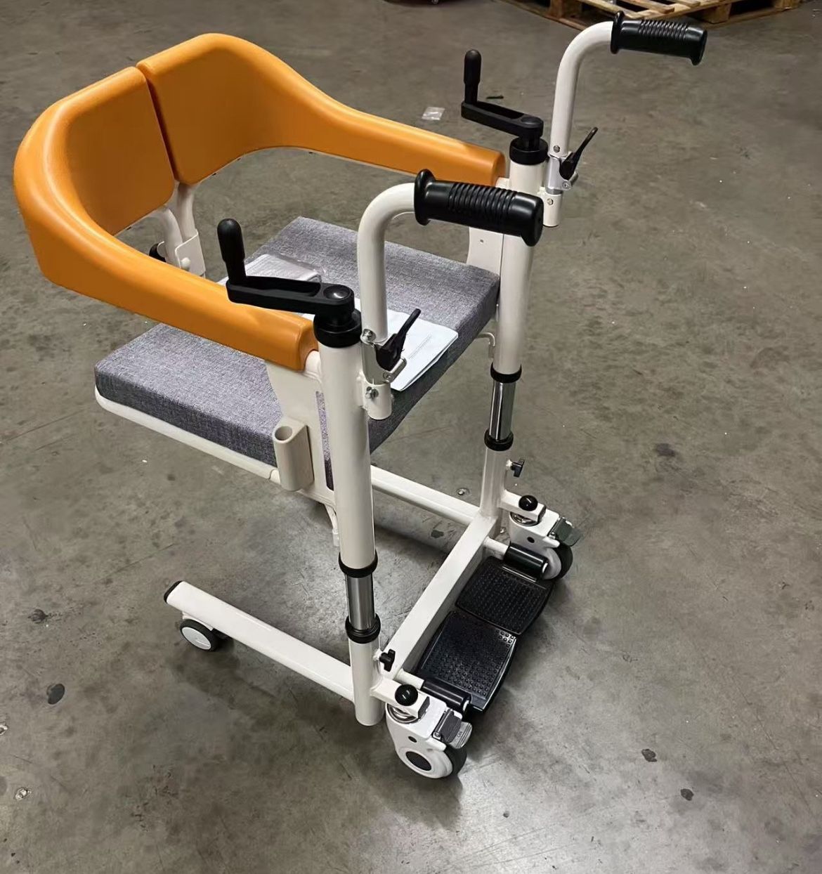 Patient Lift Transfer Chair Potty Wheelchair for Home with 180°Split Open Seat, 20" Seat Width, Transfer Lift Aid for Bedside, Height Adjust to 26", W