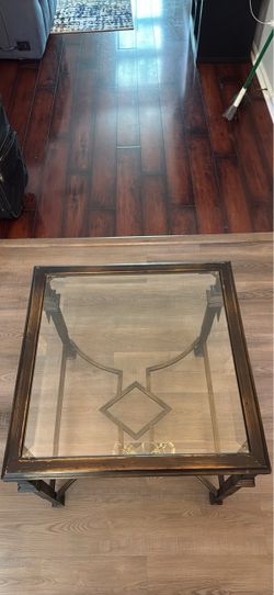 Square Glass Top Metal End Table