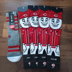 Cincinnati Reds Mr Red Mascot Stance Socks Large (9-12)