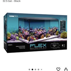 Fluval Flex 32.5 Marine Salt Water Aquarium Kit - Fish Tank for Fish, Coral & More - Comes with LED Lights, Filtration System & More - 32.5" × 15.75" 