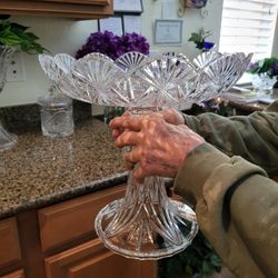 Crystal  Cake  Plate  Large New Heavy  100 Each I Have 2 Left