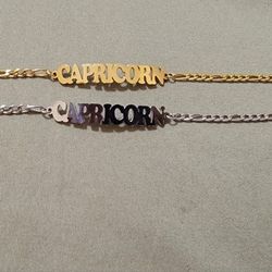 Adj Capricorn Bracelet/Anklet 8in Silver & Gold color