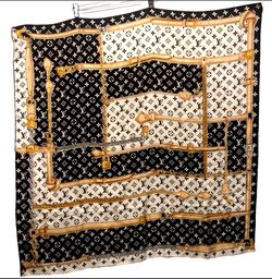 Authentic Louis Vuitton Monogram Confidential Square 90 Silk Scarf Black M78667