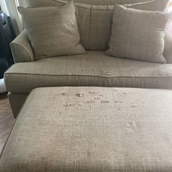 Beige Loveseat with Ottoman 
