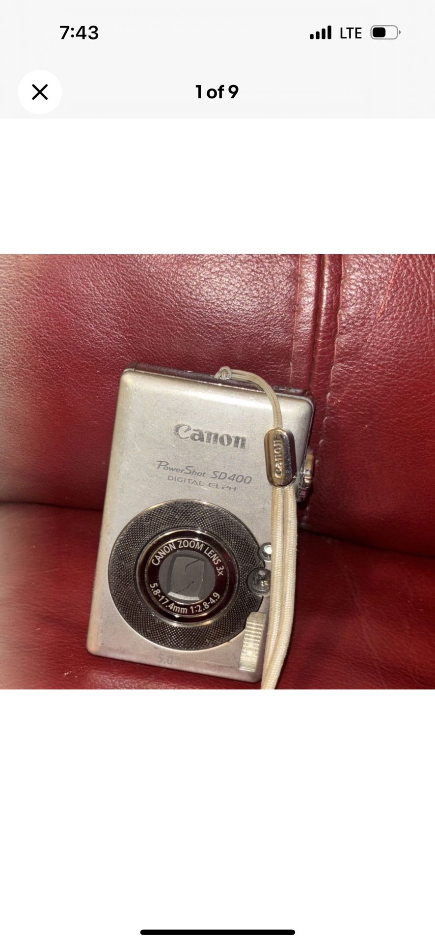 CANON POWERSHOT SD400 DIGITAL ELPH 5.0MP DIGITAL CAMERA No Charger