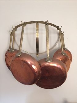 Vintage set of 6 copper pans