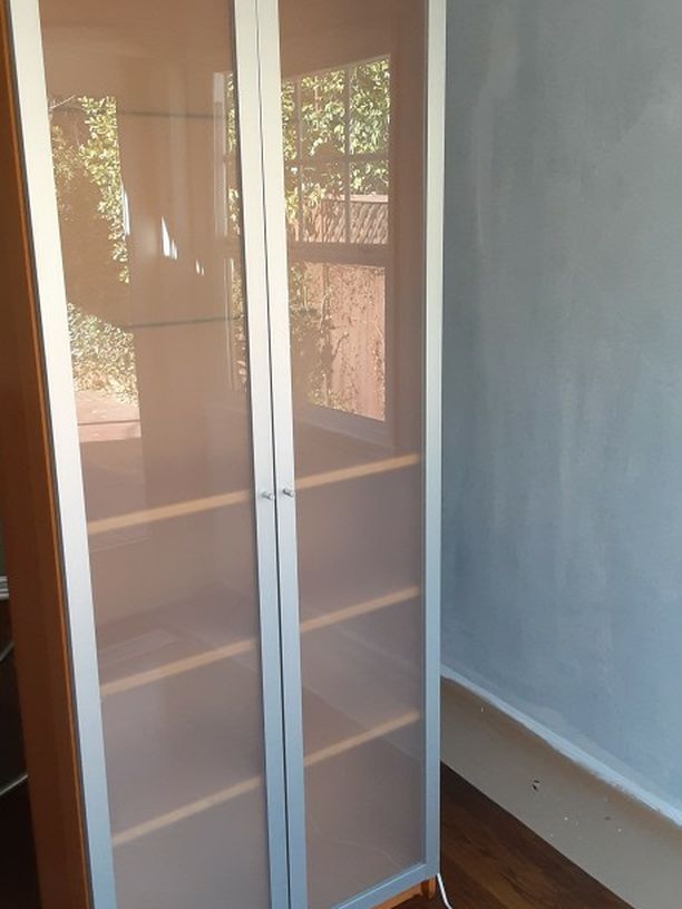 Tall IKEA Cabinet Glass Doors Adjustable Shelves