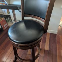 solid wood swivel cushioned leather barstool counter stool with back