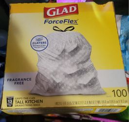 GLAD FORCEFLEX Tall Kitchen Drawstrings Trash Bags Fragrance Free (100 Count) For $15