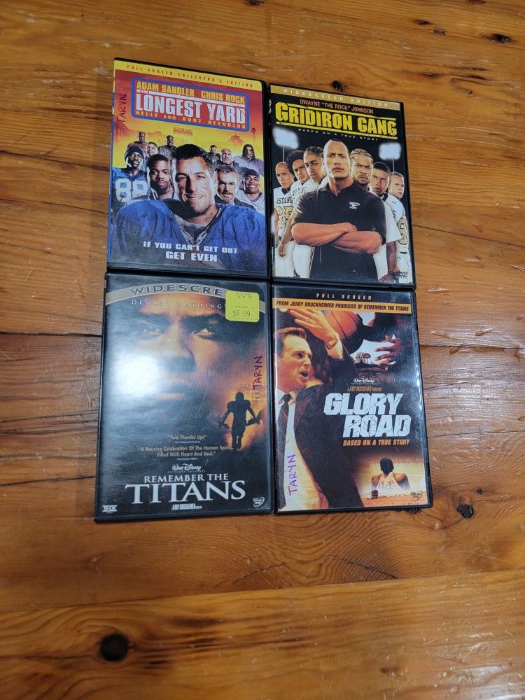 Remember the Titans, Longest Yard, Gridiron Gang, Glory Road DVDs - Disney