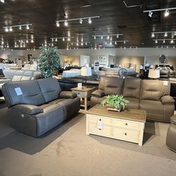 Grey Power Reclining Couch And Loveseat 