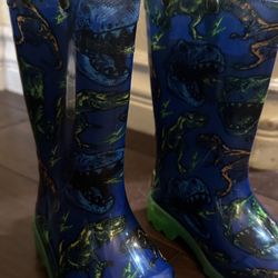 Western Chief Light Up T-Rex Rain Boots Boys SZ 7