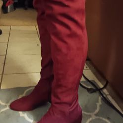 SUEDE RED THIGH HIGH BOOTS SIZE 10 $45