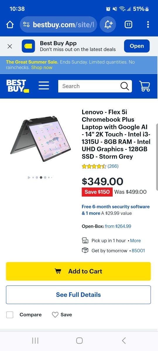 Lenovo - Flex 3i Chromebook Plus Laptop with Google AI - 14" 2K Touch - Intel i3-1315U - 8GB RAM - Intel UHD Graphics - 128GB SSD - Storm Grey