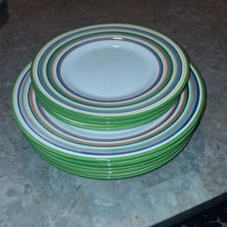 Multicolor Striped Ceramic Plate Set