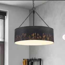 24 in. 6-Light Modern Industrial Black Drum Chandelier
