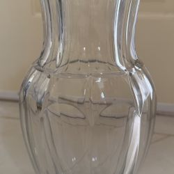 Clear Cut Glass Scalloped Rim Vase - Heavy Decorative Flower Vase