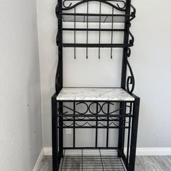 Kitchen Bakers Rack (Metal Frame with Marble‑Finish Top)