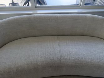 Curved Beige Fabric Sofa