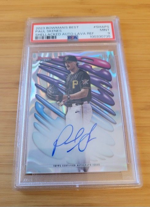 🔥Psa 9 #/50 Pual Skenes On Card Auto Rc 2023 Bowman's Best Shellacked Refractor Rookie Autograph