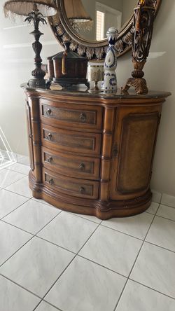 Wood Console Cabinet with Drawers and Doors