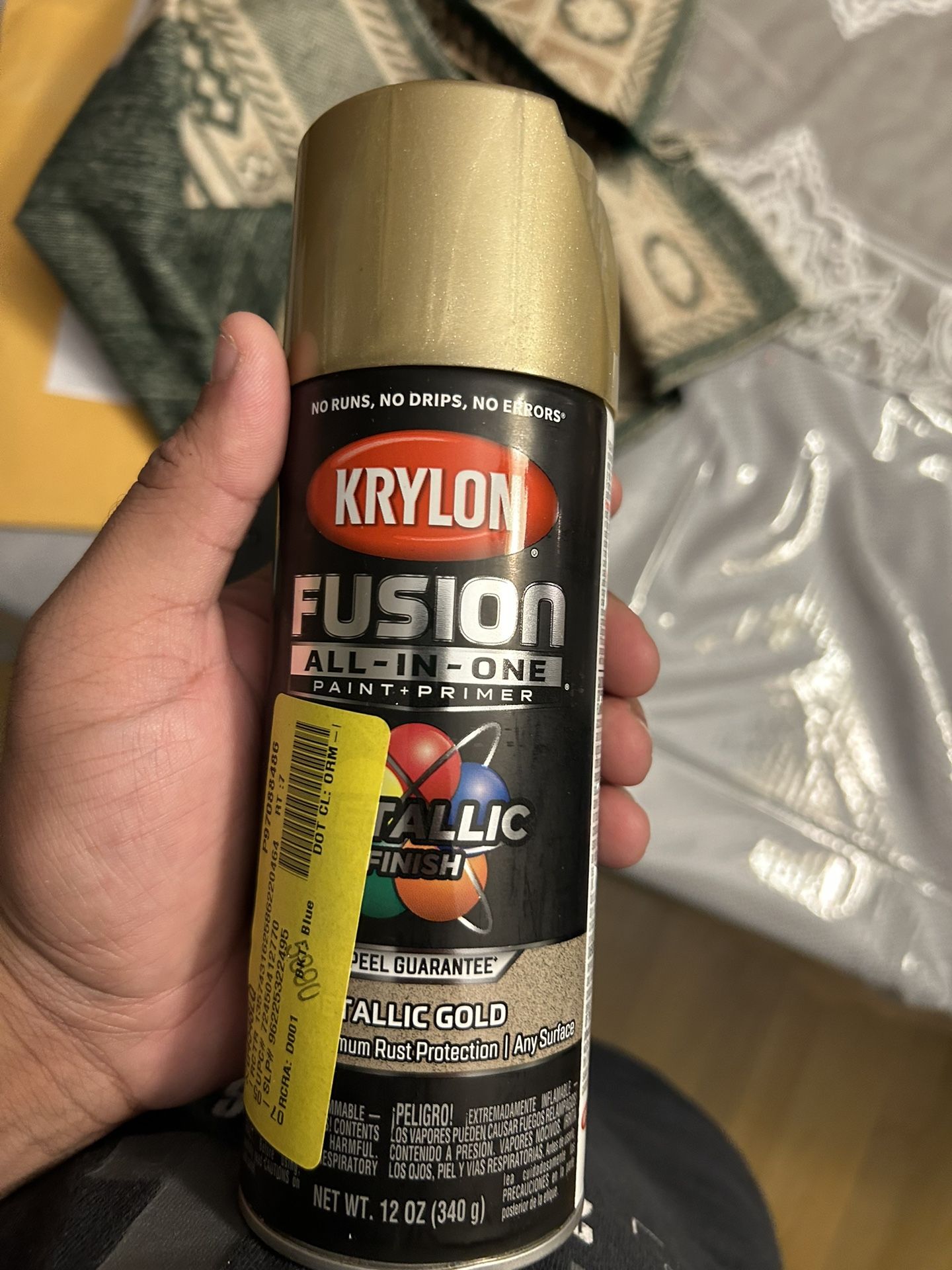 Krylon Fusion All-In-One Spray Paint Metallic, Gold, 12 oz.