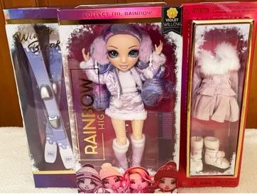 NIB, Price Firm, Rainbow High Winter Break Violet Willow Doll w 2 Doll Outfits & Accessories