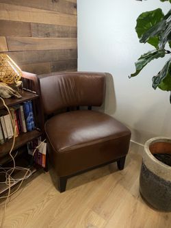 Cute leather accent chair!