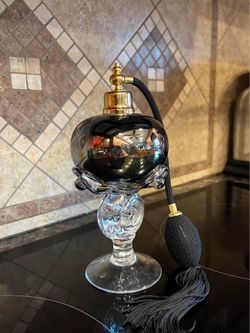 Art Glass 8” Perfume Atomizer With Black Tassel
