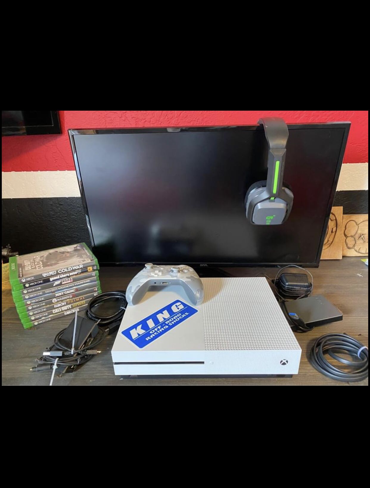 Xbox One S With Monitor And A Bunch Of Other Stuff