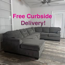Free Curbside Delivery! Large Grey Sectional Couch