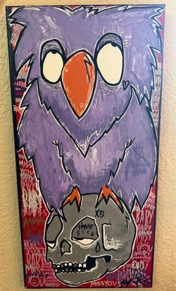 Owl painting - Original - signed, “Yordan Sucks”